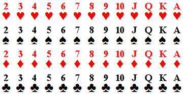 A deck of 52 cards