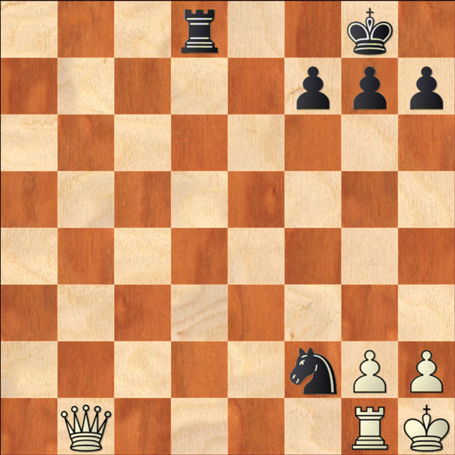 Black delivers a smothered mate with a knight
